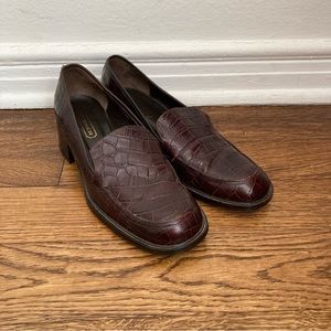Vintage Coach Brown Croc Loafers